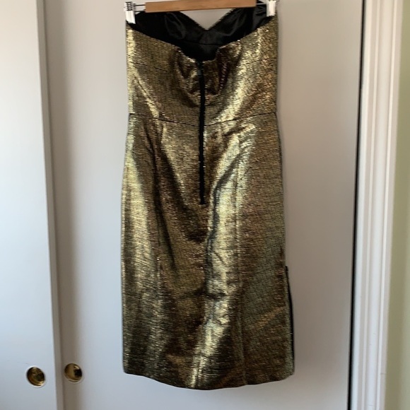Milly Gold Metallic Strapless Dress 6 - Picture 9 of 12